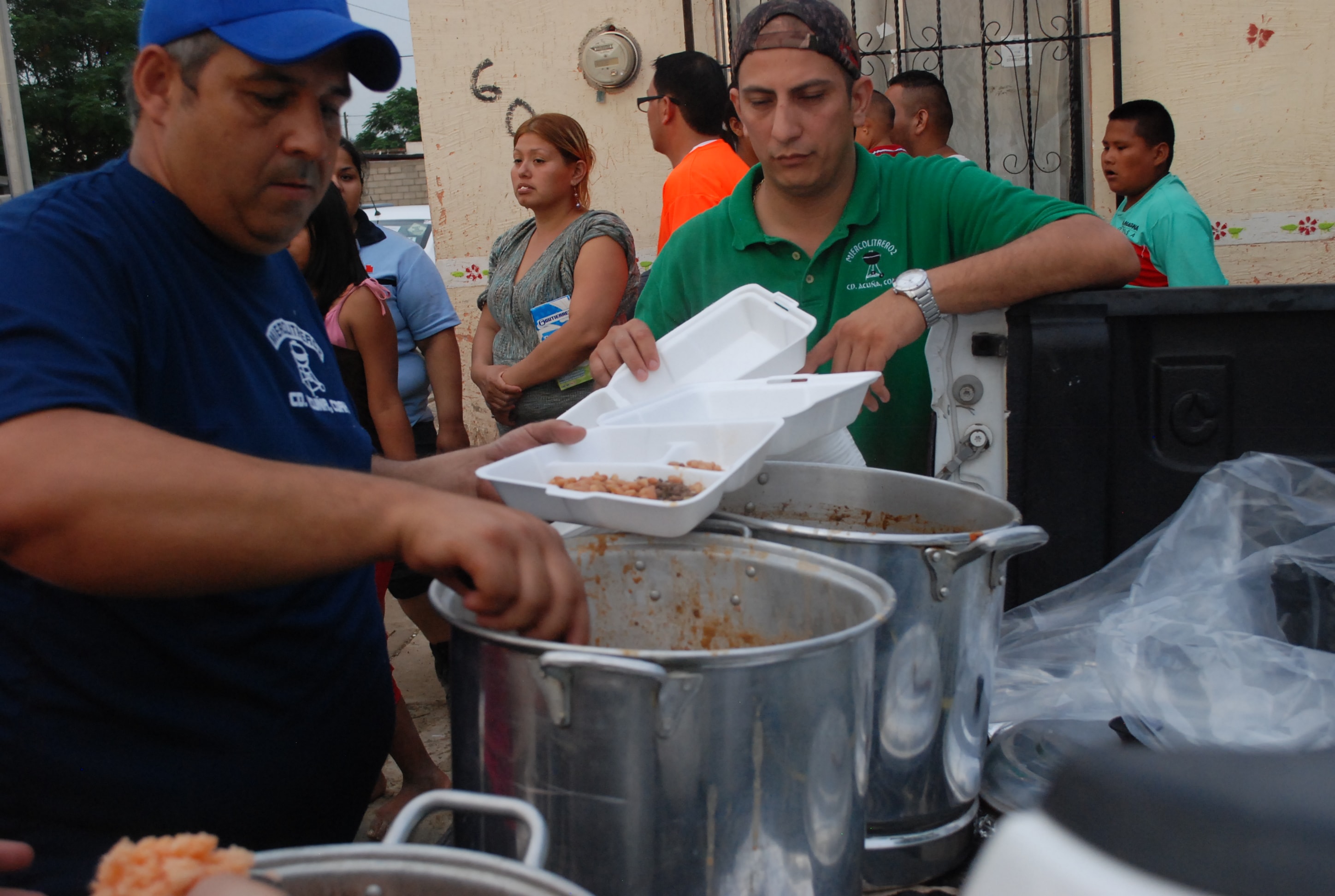 Emergency relief volunteers helping a community