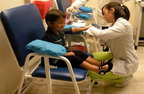 Doctor providing medical care to a child